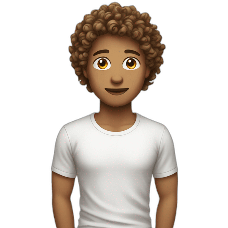 curly hair with white tshirt emoji