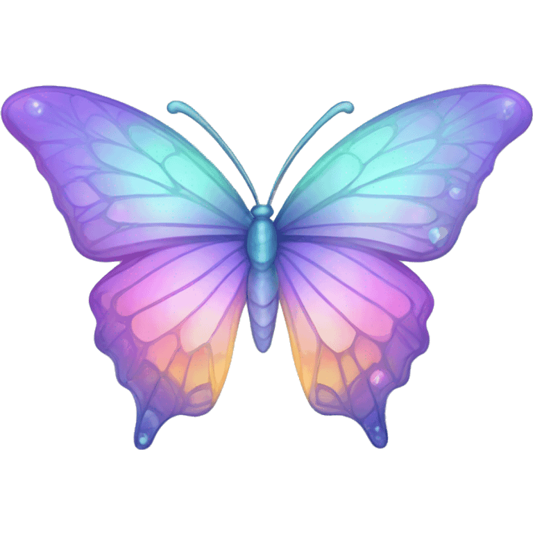 Pastel rainbow-gradient iridescent crystal butterfly emoji