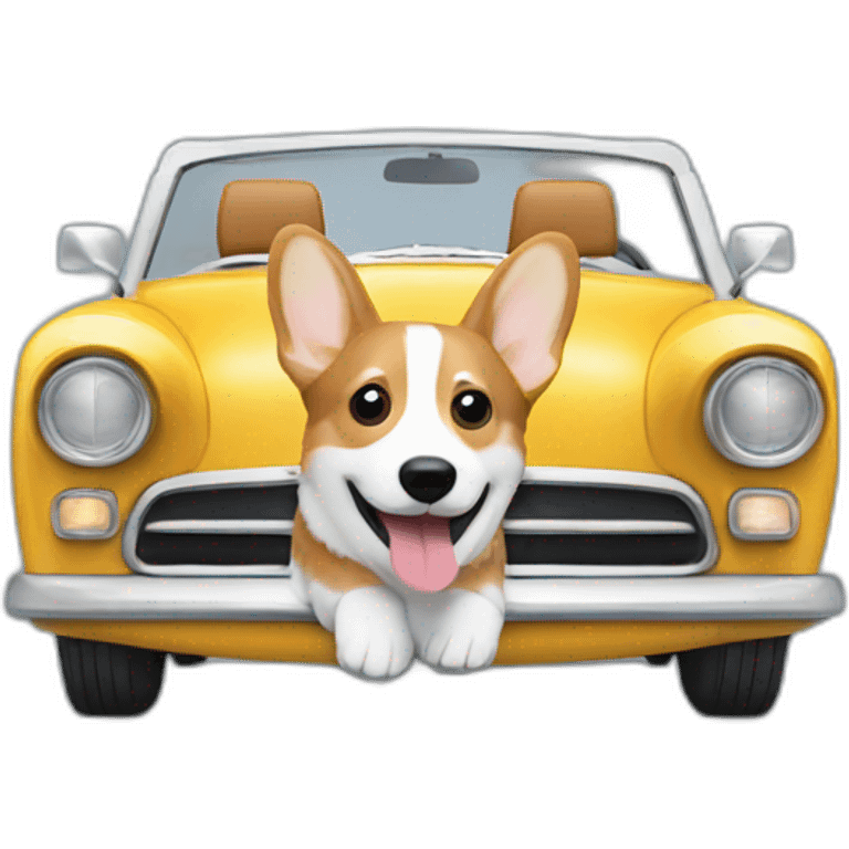 Corgi driving a convertible emoji