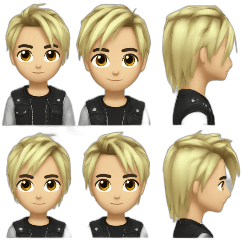 Bill Kaulitz black hair down with blonde highlights emo emoji