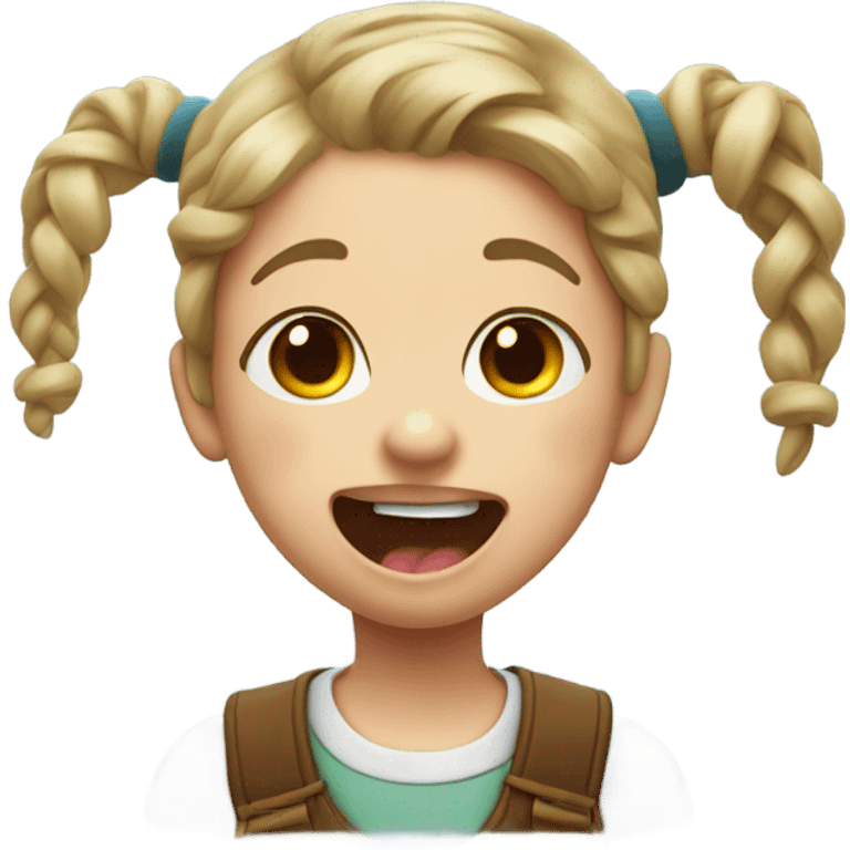 kid with pigtails and tongue sticking out emoji