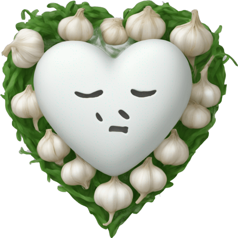 white heart adorned with garlic garland emoji