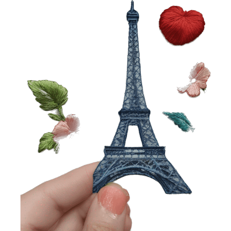 embroidery with paris emoji