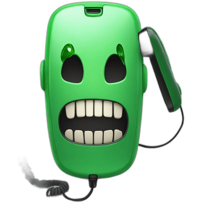 Scream mask phone with a Green clamshell flip-phone emoji