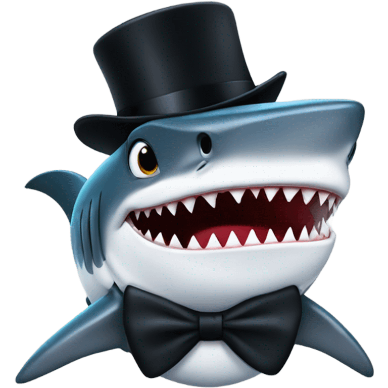 Shark with a top hat emoji