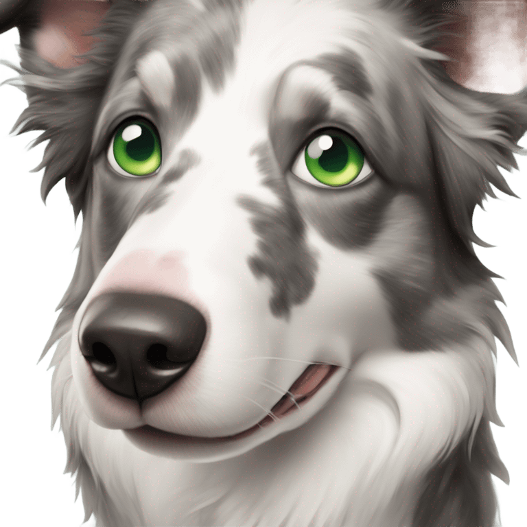 Merle border collie one blue eye one green eye emoji