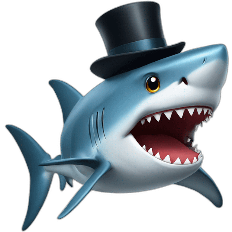 Shark with a top hat emoji