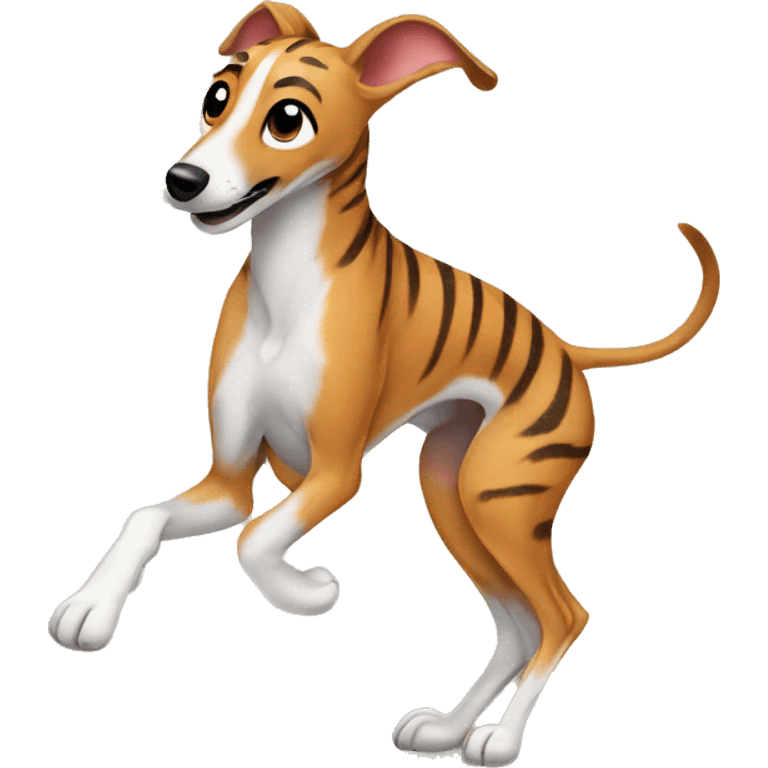 Fawn tiger greyhound dancing emoji