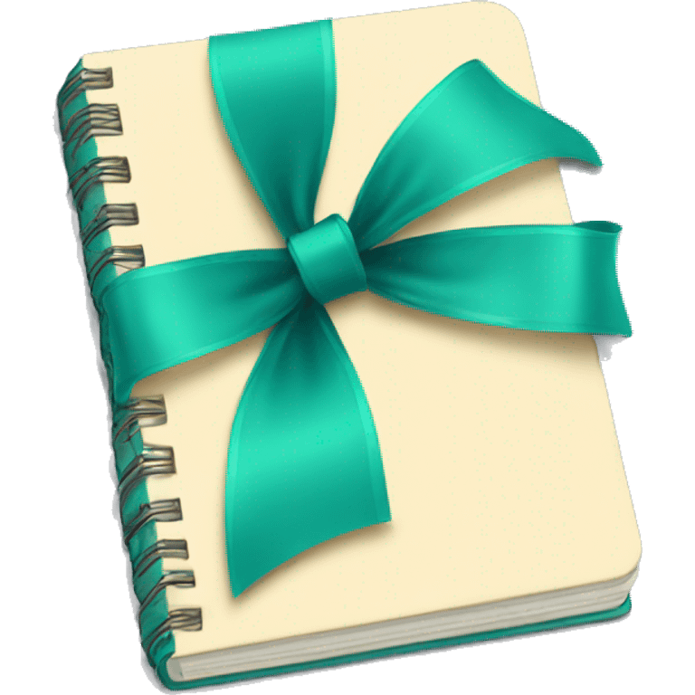 notebook with a greenblue bow emoji