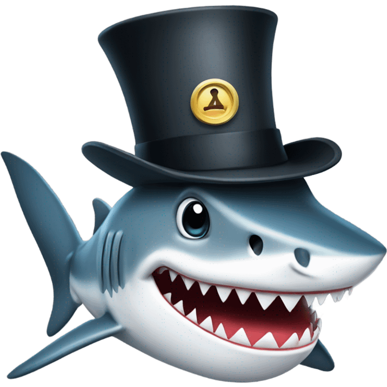 Shark with a top hat emoji