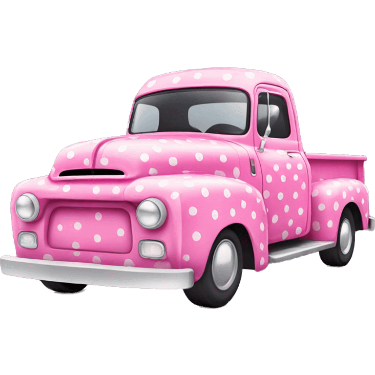 Pink polka dot pickup truck  emoji