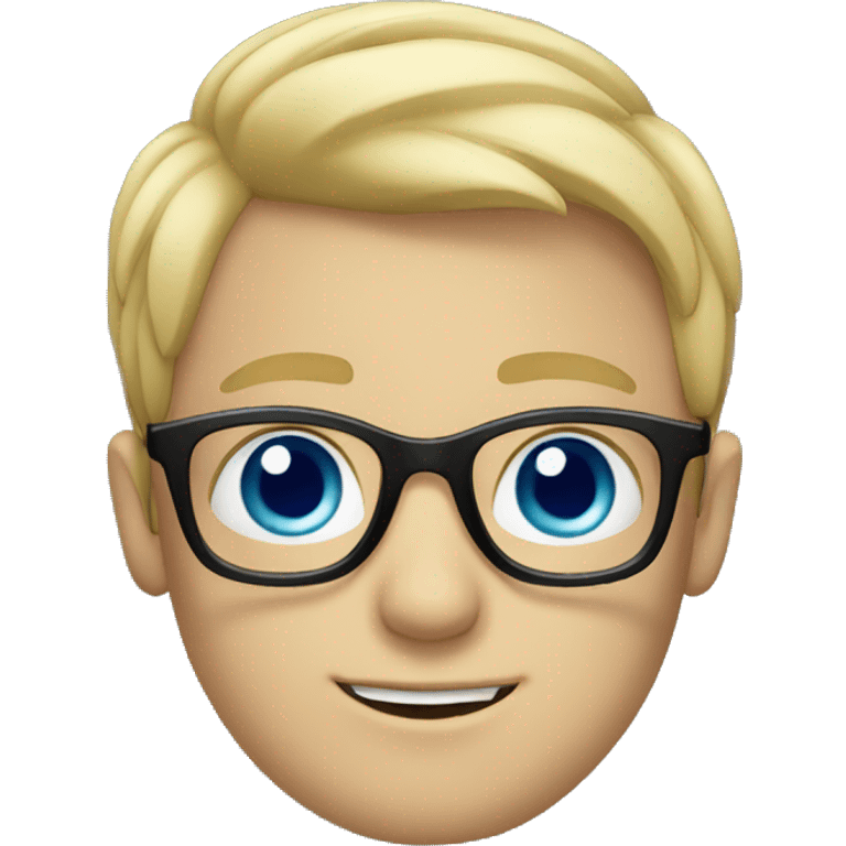 Boy with blue eyes, blond hair and glasses emoji