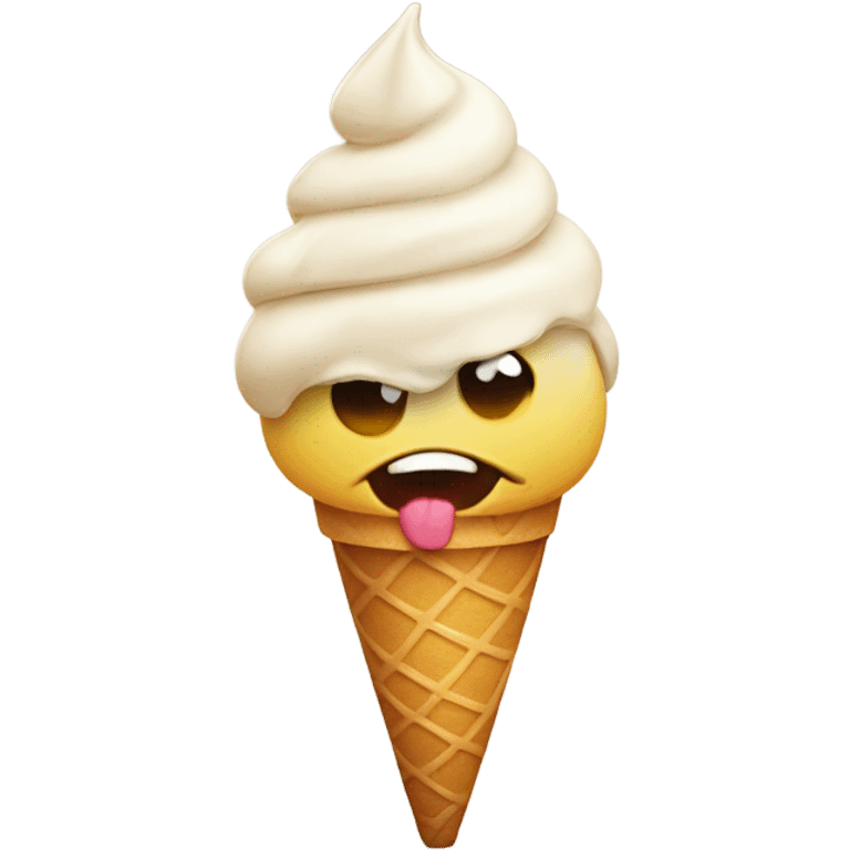 emoji with a ice cream in his hand side eyeing emoji