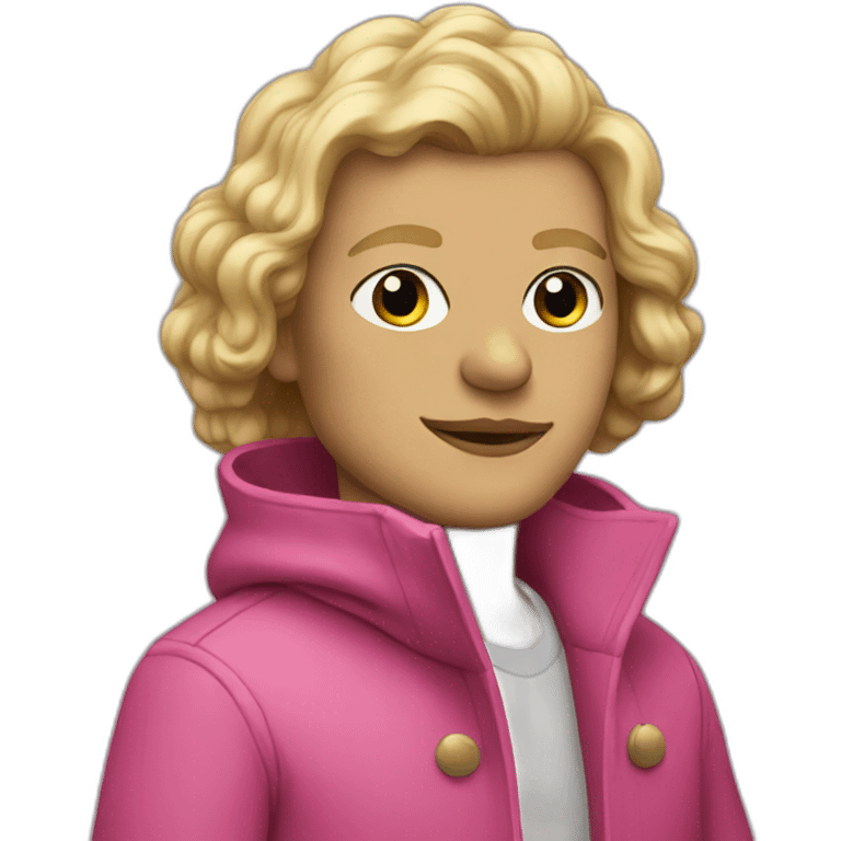 pepe with blonde hair and pink coat emoji