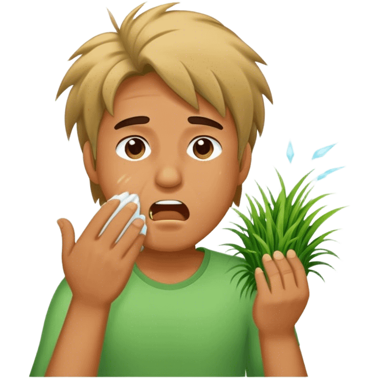 man with grass for hair sneezing emoji