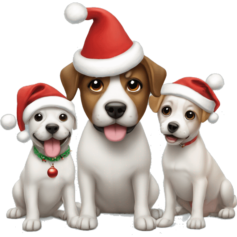 3 dogs with a Christmas hat on emoji