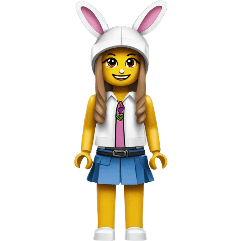 Lego toy girl whole body with rabbit hat  emoji