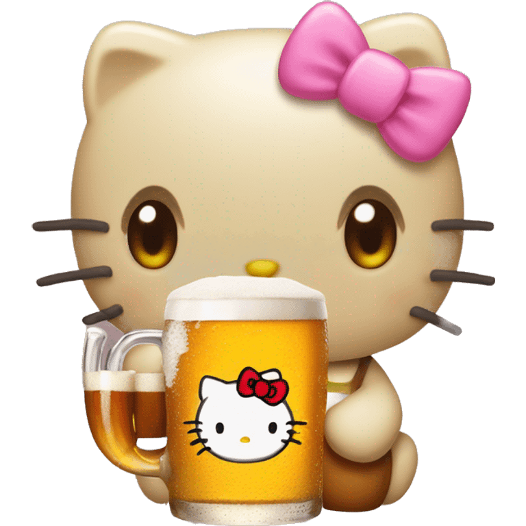 Hello kitty with beer  emoji