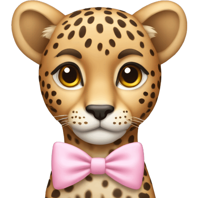 Cheetah with a light pink bow on top emoji