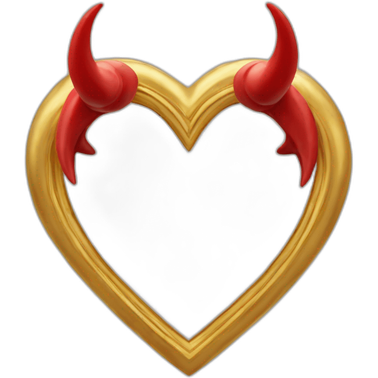 Gold heart frame with red horns emoji