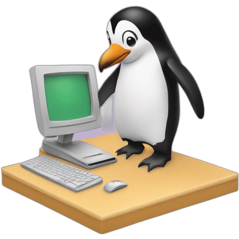 Penguin and computer emoji