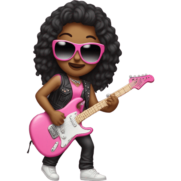 1980s Female Rockstar in pink emoji