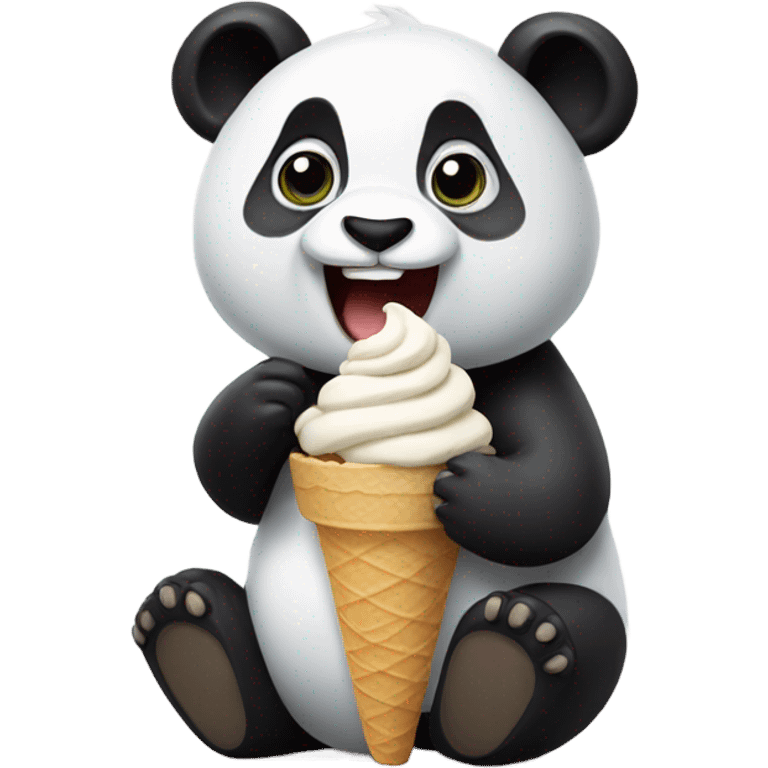 Panda eating ice cream emoji