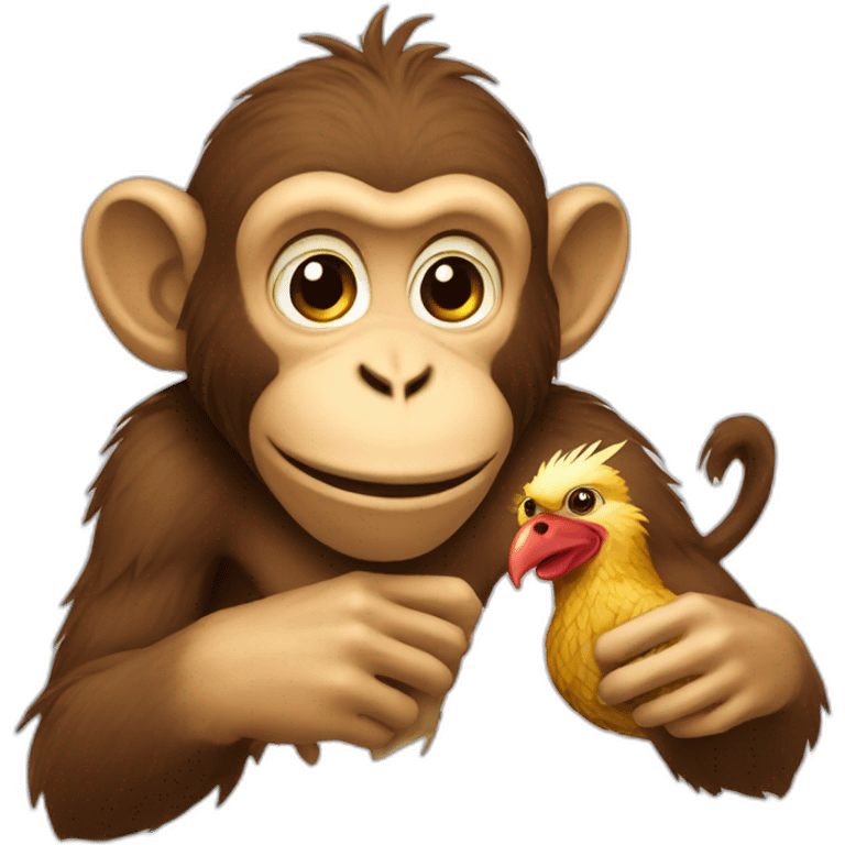 Monkey with chicken  emoji