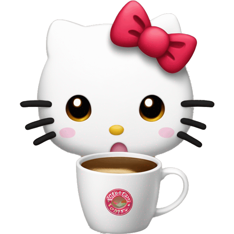 Hello kitty with coffee emoji