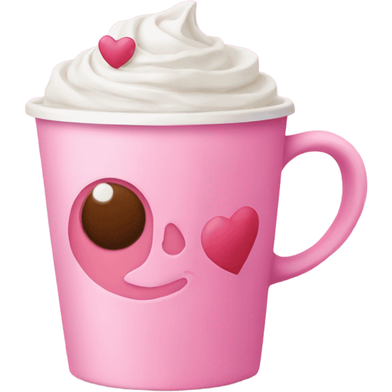 A pink coffee with pink hearts around it emoji