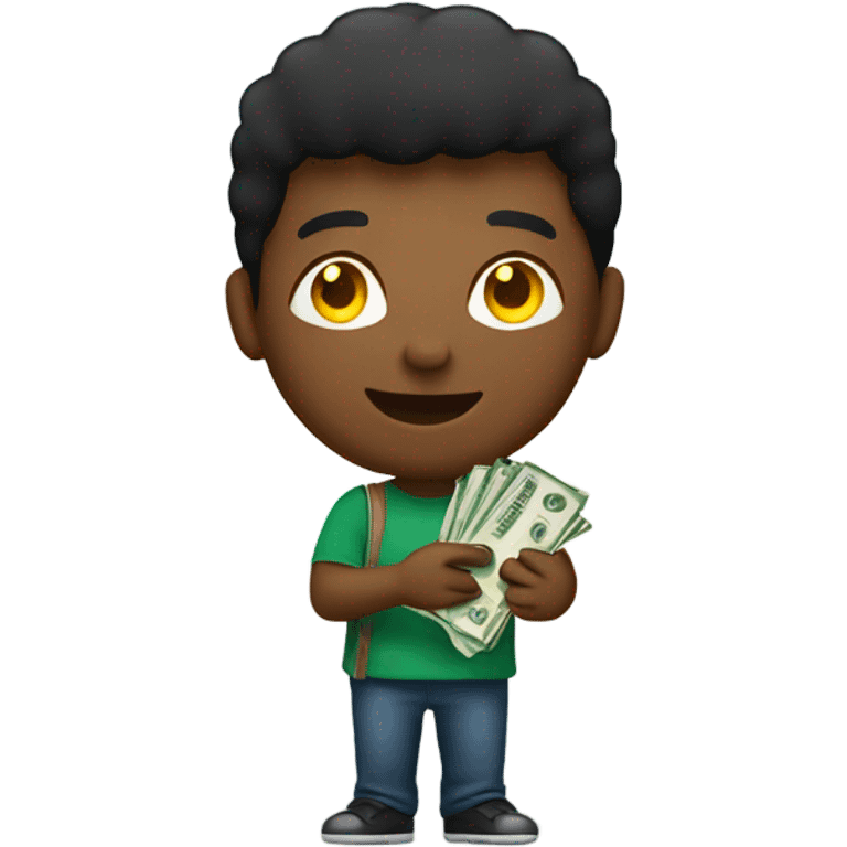 student with mone emoji