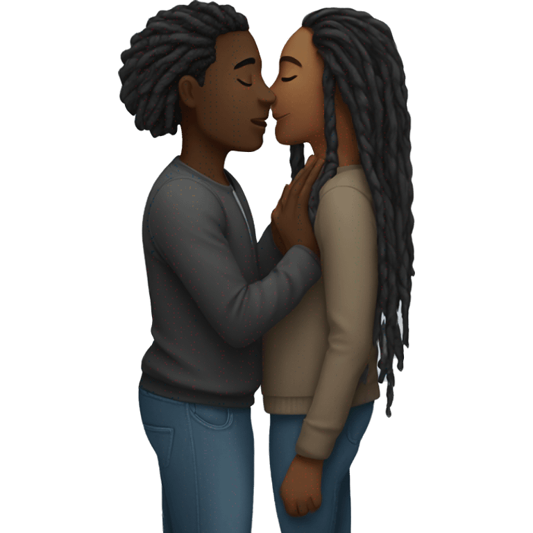 Black couple with locs kissing  emoji