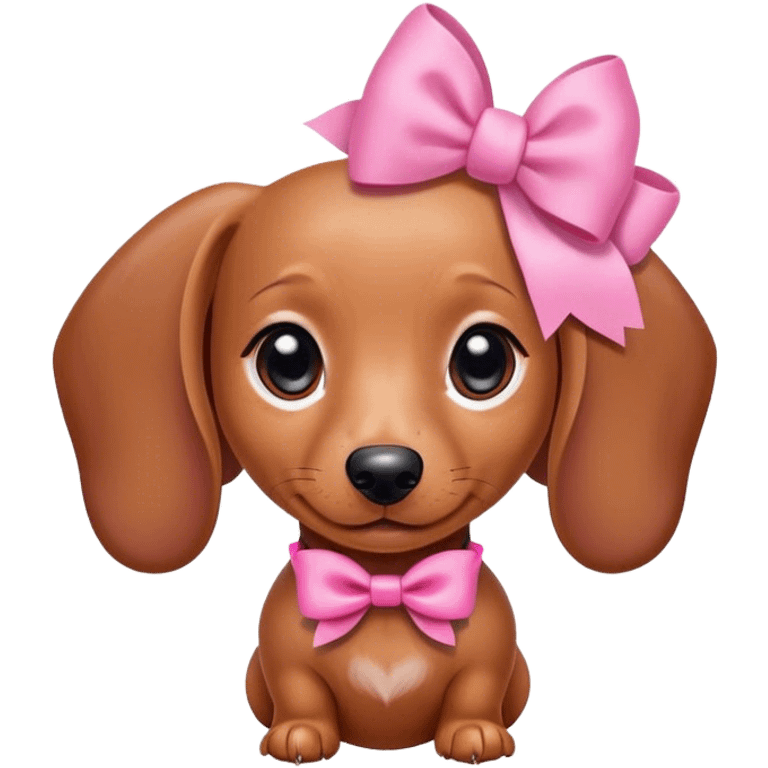 Mini dachshund with pink bow  emoji