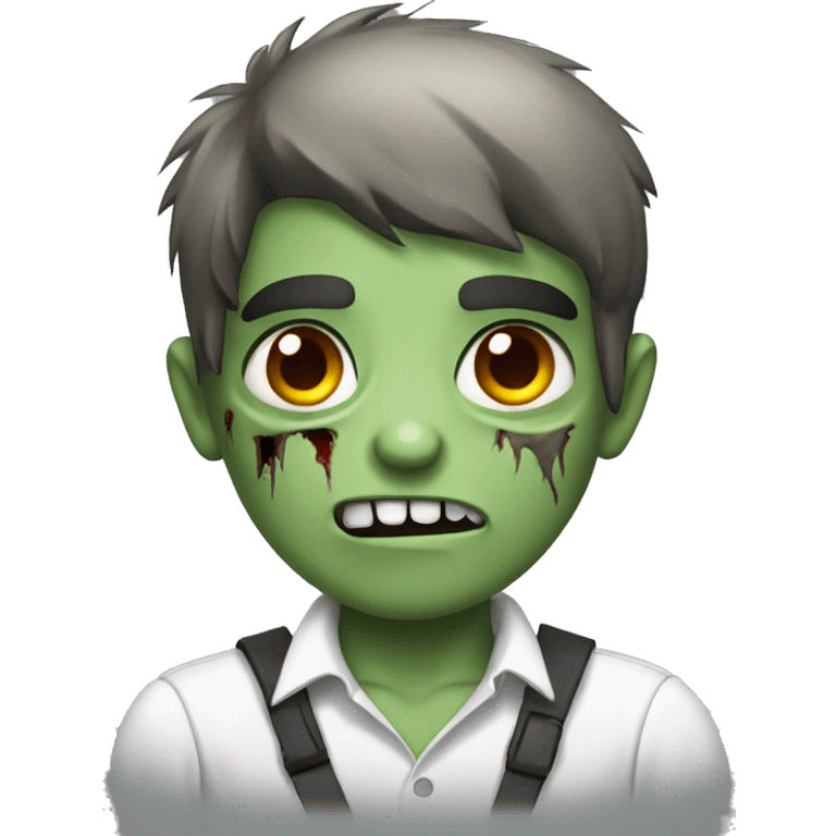 boy zombie with dark hair and white shirt emoji