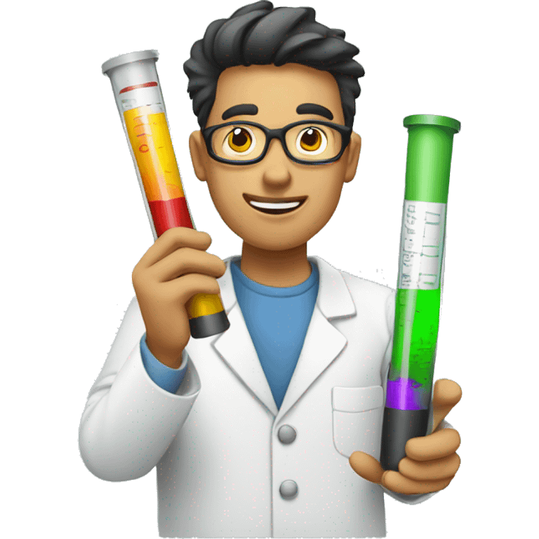 scientist holding essay tubes emoji