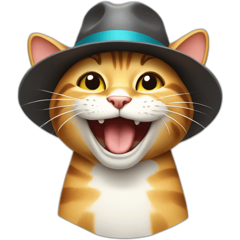 laughing cat with hat emoji