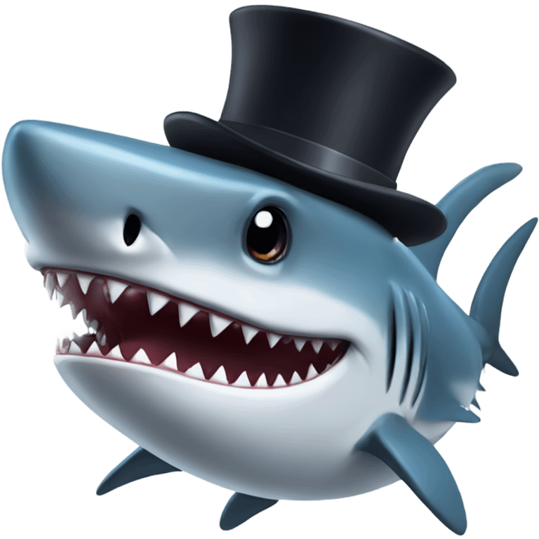 Shark with a top hat emoji