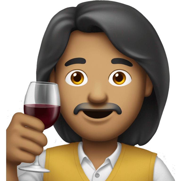 White guy dark hair drinking wine eating egg roll emoji