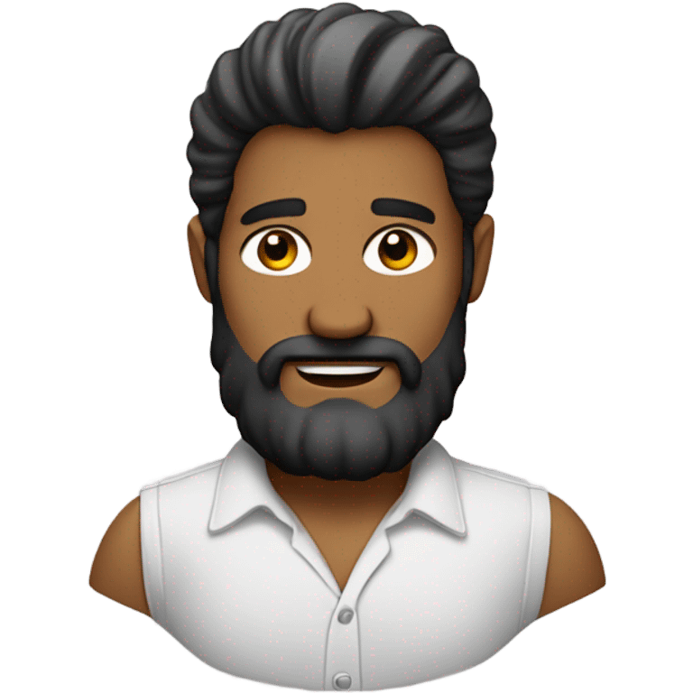 Hombre con barba, poco pelo y camisa  emoji