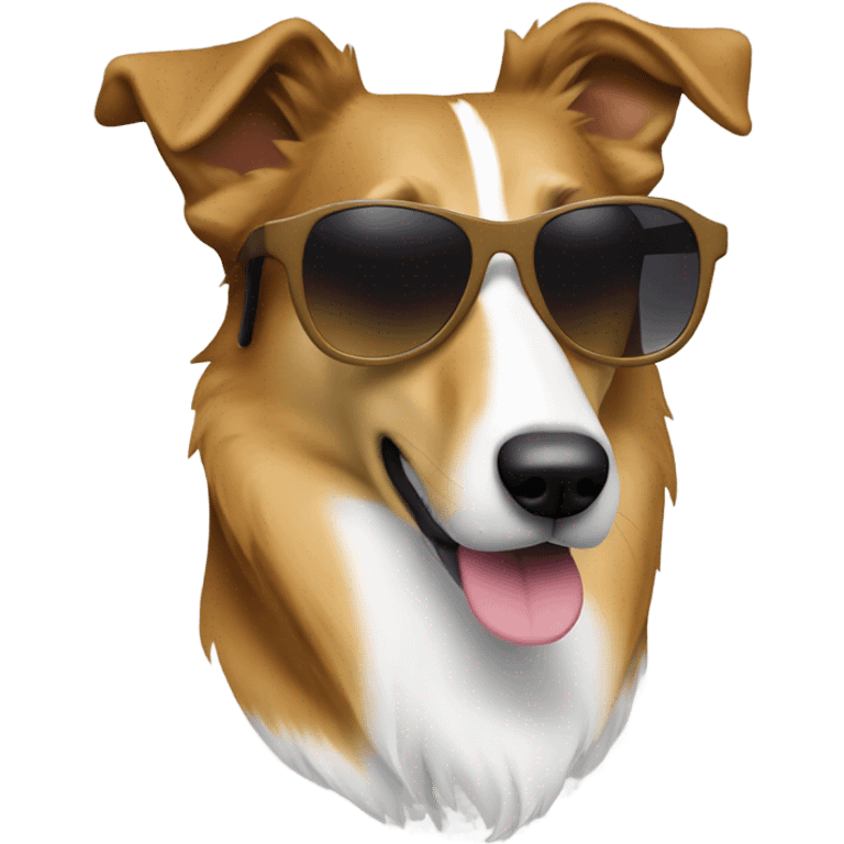 Smooth collie with sunglasses emoji