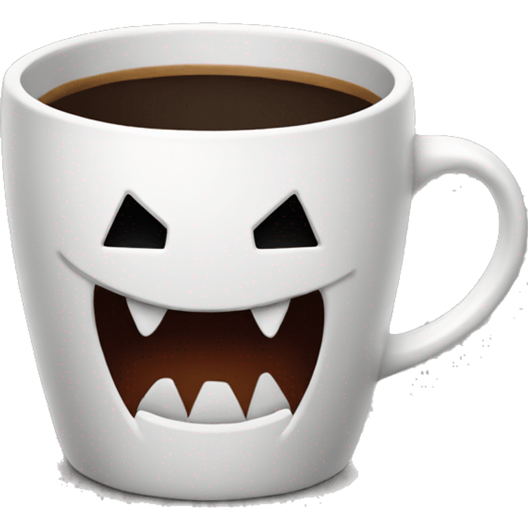 evil coffee cup with handle with sharp teeth emoji