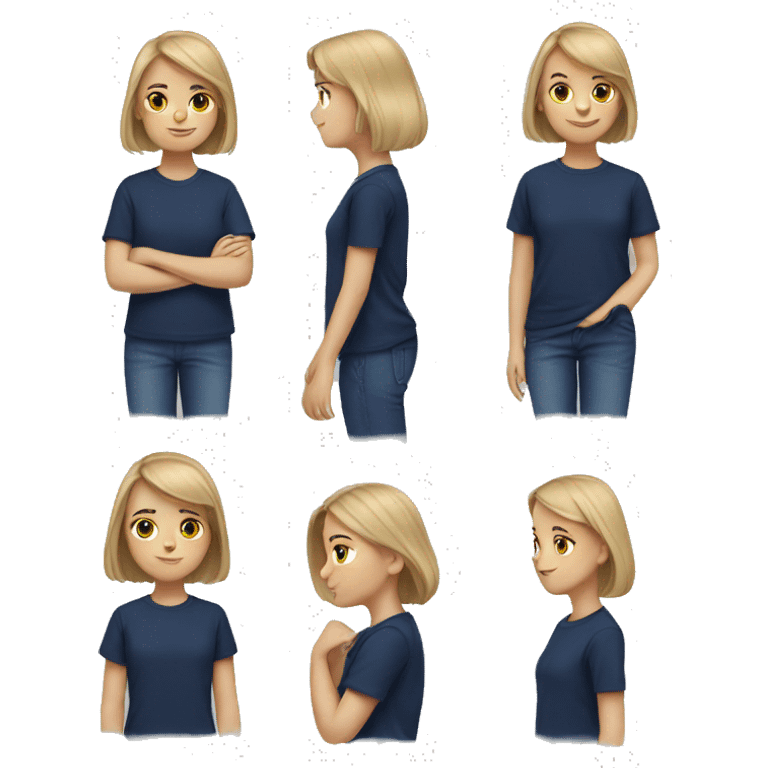 a little girl with a navy blue tshirt  emoji