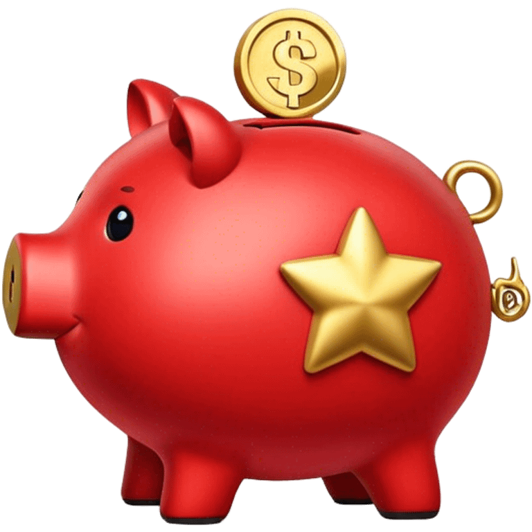 red golden piggybank emoji