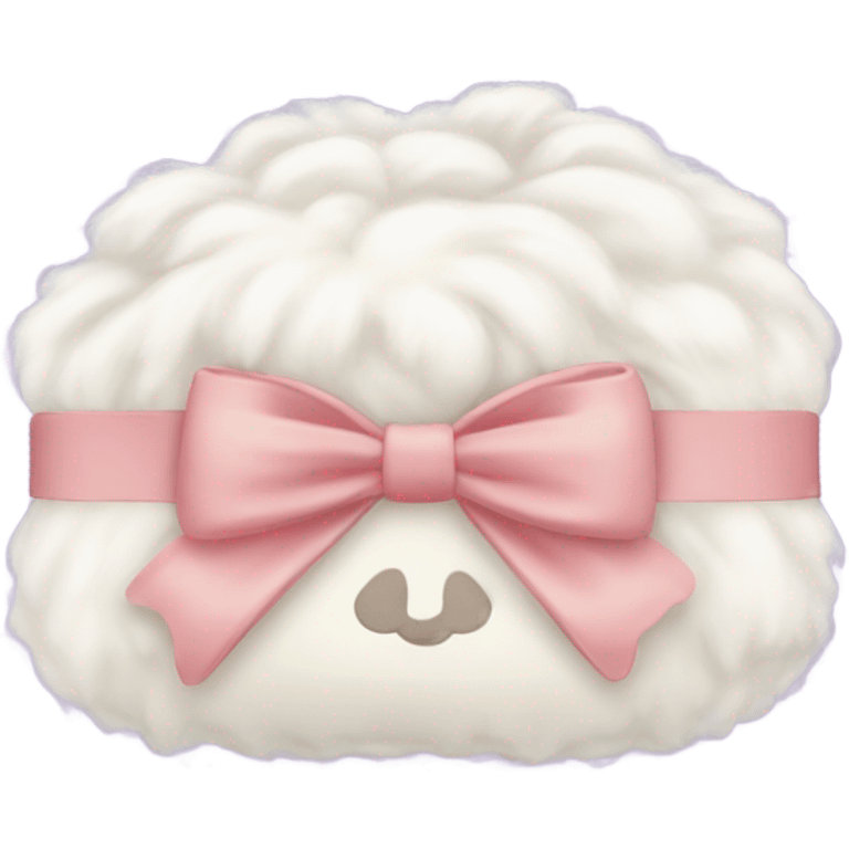 fluffy cream cosmetic bag with a bow emoji