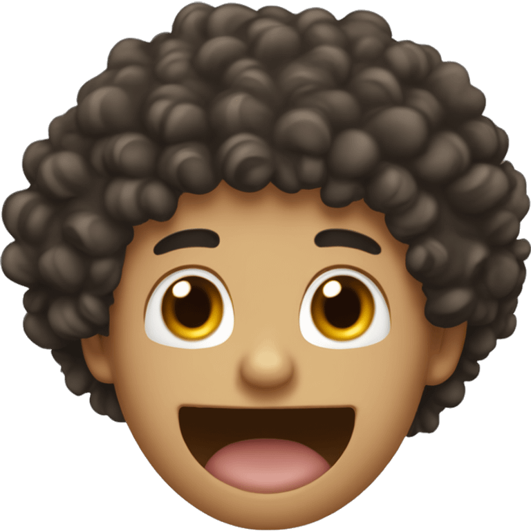 A light skinned Honduras man with curly hair and a mole on his right cheek, opening his mouth sticking his tongue out happy emoji