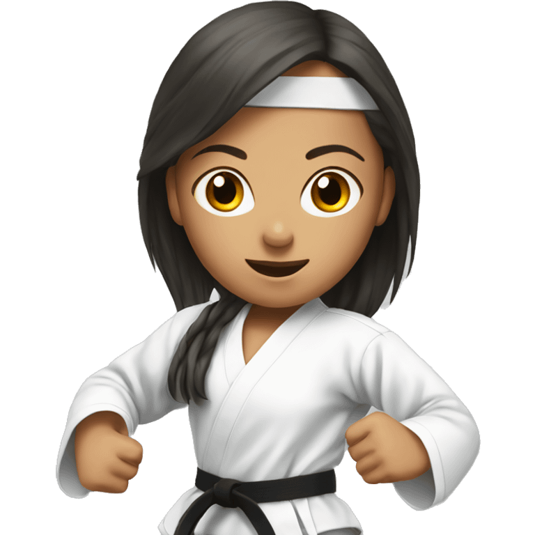 realistic portrait of girl doing karate emoji