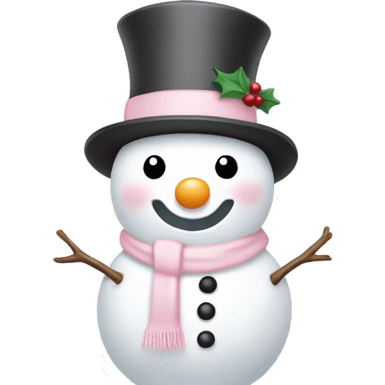 Cute white and light pink snowman emoji