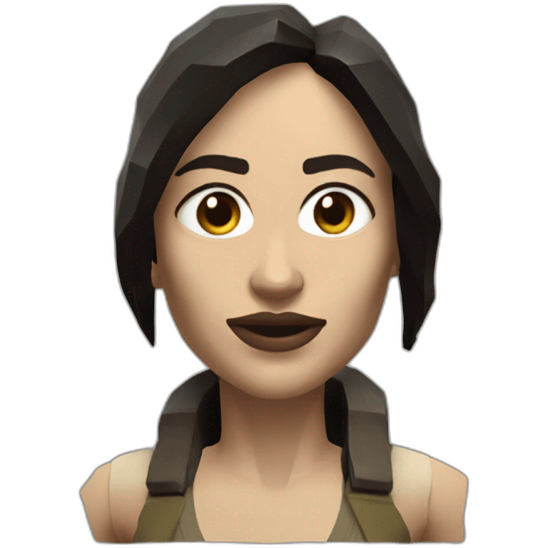 low poly angelina julie as tomb raider, hyper realistic emoji