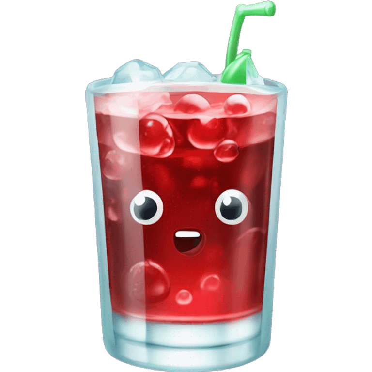 Glass of fizzy cherry coke with ice  emoji