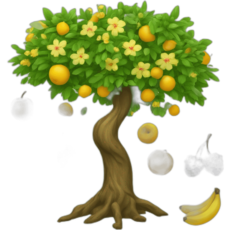 tree and flowers and fruits emoji